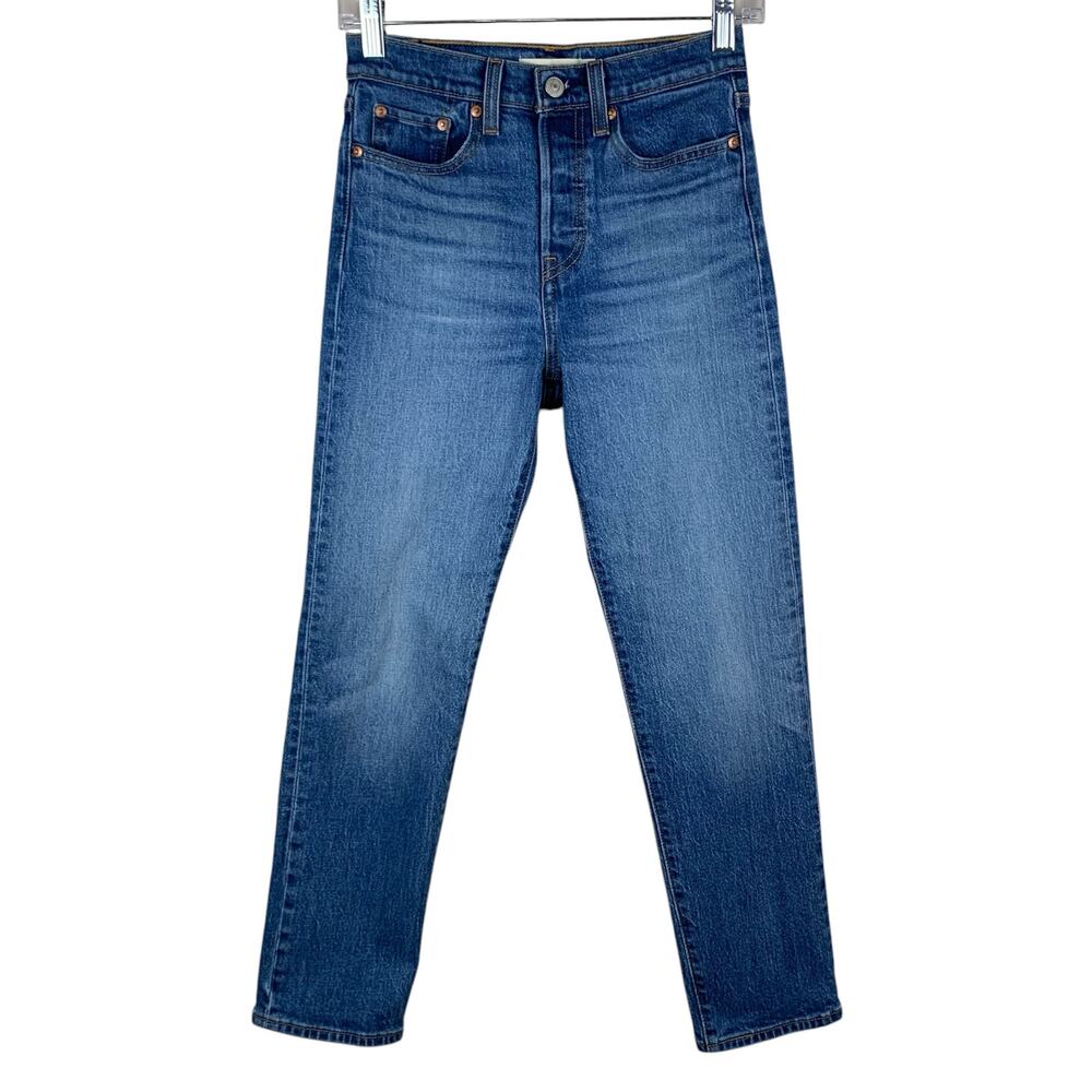 Levis Premium Jeans Wedgie Straight Blue Denim High Rise Button Fly Women's 24
